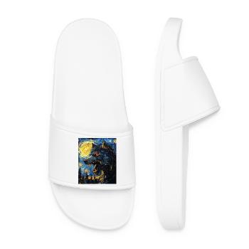 Loup loup-garou style Van Gogh - Claquettes Femme - blanc - Devant