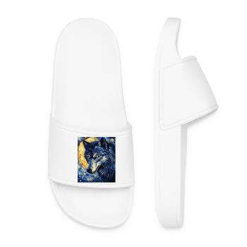 Wolf Van Gogh Style - Women’s Pool Sliders - white - Front