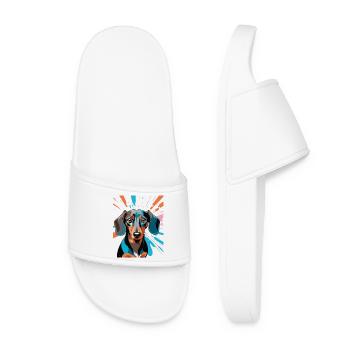 PopArt Teckel Couleur Douche - Claquettes Femme - blanc - Devant
