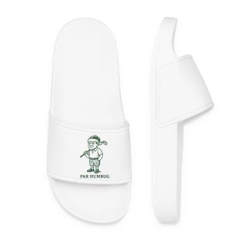 Par Humbug Funny Golf Christmas Golfer - Women’s Pool Sliders - white - Front