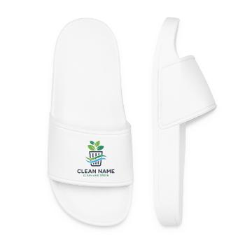 Eco Plant in Basket Logo - Women’s Pool Sliders - white - Front