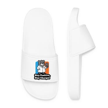 Bear Scientist with Atomic Sign - Women’s Pool Sliders - white - Front