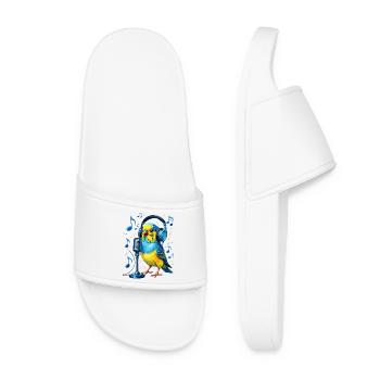 Perroquet avec un micro casque - Claquettes Femme - blanc - Devant