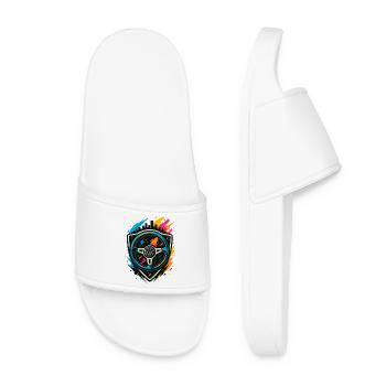 Drift steering wheel neon, racing street shirt - Women’s Pool Sliders - white - Front
