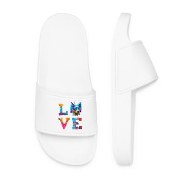 Doberman Pinscher Love Colorful Abstract Paint - Women’s Pool Sliders - white - Front