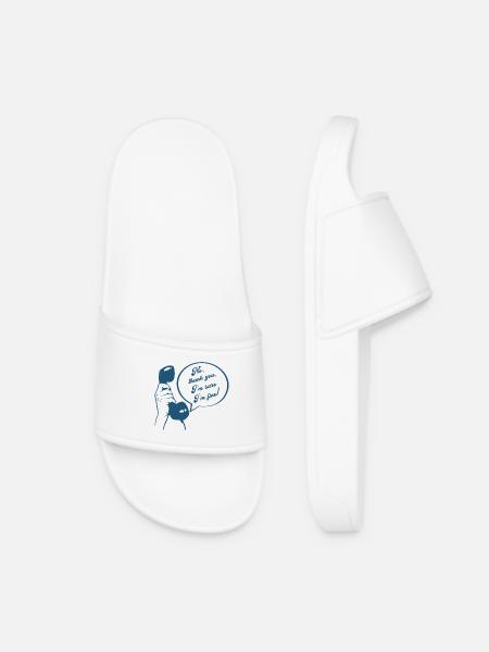 Retro Phone Design Funny Conversation  I'm Fine - Women’s Pool Sliders - white