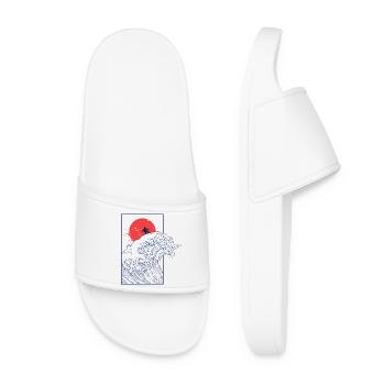 Snowboard, japonais vintage - Claquettes Femme - blanc - Devant