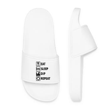 Eat Sleep Dip Repeat - Eisbaden - Winterbaden - Frauen Badelatschen - Weiß - Vorne