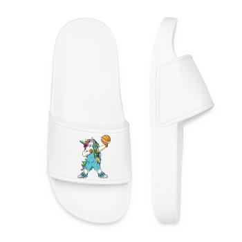 Lustiges Dabbing Basketball Unicorn Baller Sportgeschenk - Frauen Badelatschen - Weiß - Vorne
