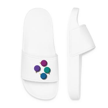 4 colourful Christmas baubles - Women’s Pool Sliders - white - Front