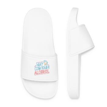 May Contain Alcohol Alkohol Mallorca Saufen JGA - Frauen Badelatschen - Weiß - Vorne