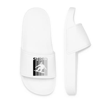 SHRED Snowboarder – Snowboard Saying & Action - Women’s Pool Sliders - white - Front