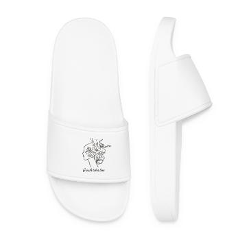 Floral Brain Line Art - Growth - Women’s Pool Sliders - white - Front