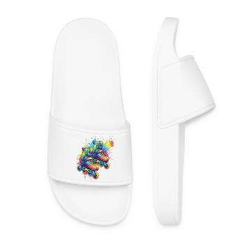 patins à roulettes - Illustration sports urbains - Claquettes Femme - blanc - Devant