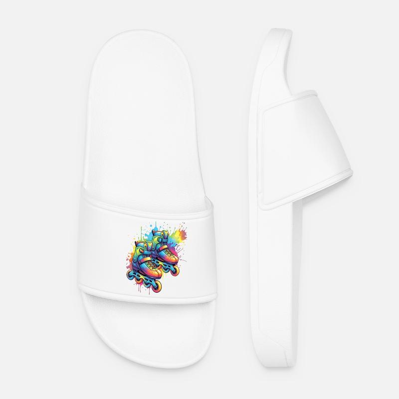 Rollschuhe – Urbane Sportillustration - Frauen Badelatschen - Weiß