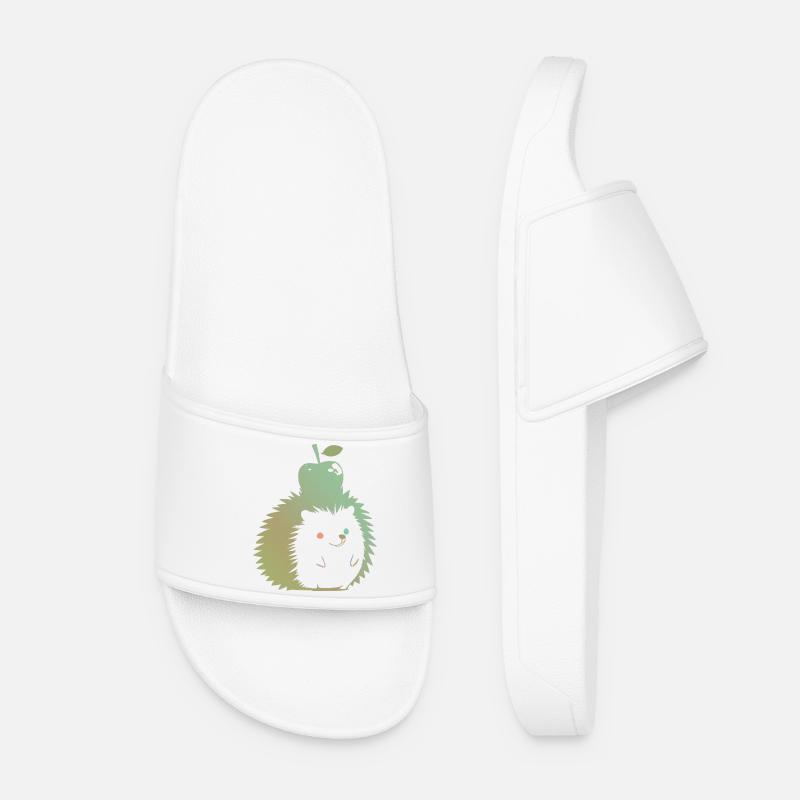 Pastell-Igel mit Apfel - Frauen Badelatschen - Weiß