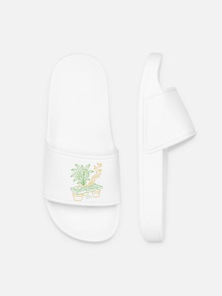 Green Groove DJ Plants - Women’s Pool Sliders - white