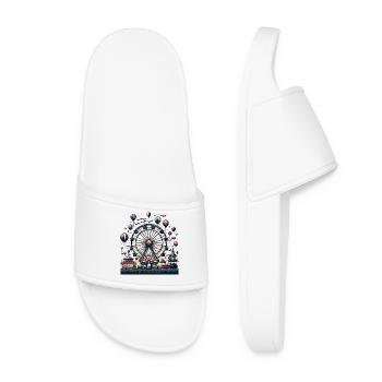 Ferris Wheel Night Festival Carousel Parade - Women’s Pool Sliders - white - Front