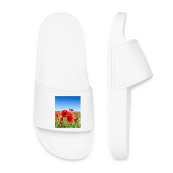 Mohnblumen im blauen Feld - Frauen Badelatschen - Weiß - Vorne