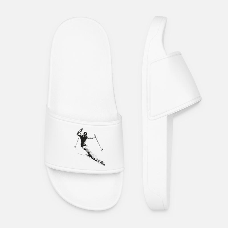 Retro Skier - Women’s Pool Sliders - white