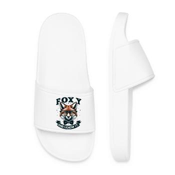 Foxy Nerd Glasses Bow Tie - Women’s Pool Sliders - white - Front