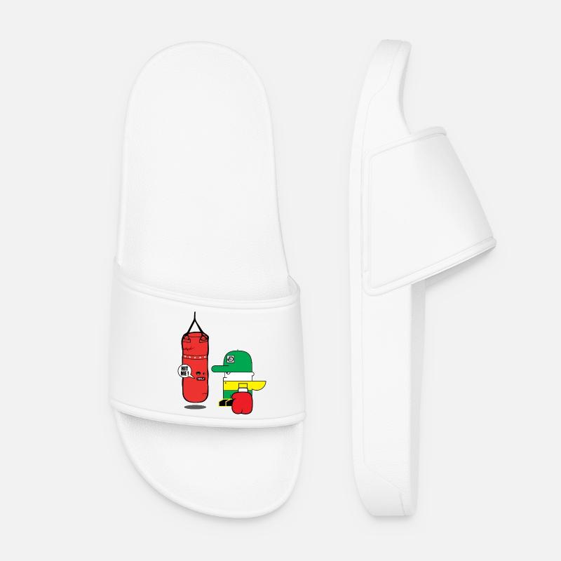 Cartoon Boxing Duo: Bold Bag Mascot - Women’s Pool Sliders - white