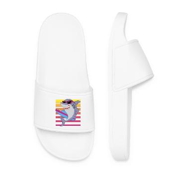 Requin surfeur rétro avec lunettes de soleil graphique - Claquettes Femme - blanc - Devant