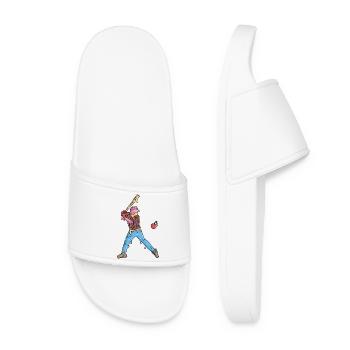 Baseball Baseballer Eiscreme Jungen Baseballspiele - Frauen Badelatschen - Weiß - Vorne