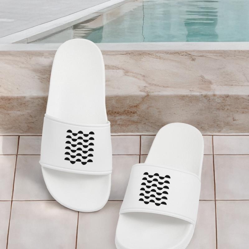 geometric wavy circles pattern design Women’s Pool Sliders