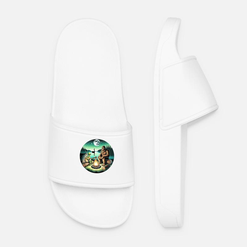 Alien Bigfoot UFO Sasquatch Believers Spaceship - Women’s Pool Sliders - white