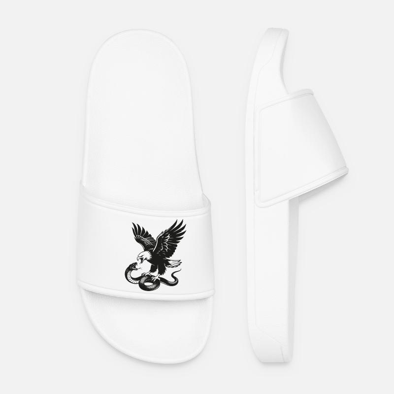 Eagle vs Snake Silhouette - Women’s Pool Sliders - white