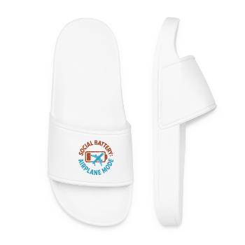 Batterie sociale vide | Introverti voyageur - Claquettes Femme - blanc - Devant