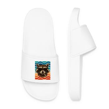 Waschbär mit Sonnenbrille Zigarette - Frauen Badelatschen - Weiß - Vorne