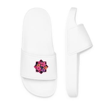 Cadre en hibiscus en rose néon - Claquettes Femme - blanc - Devant