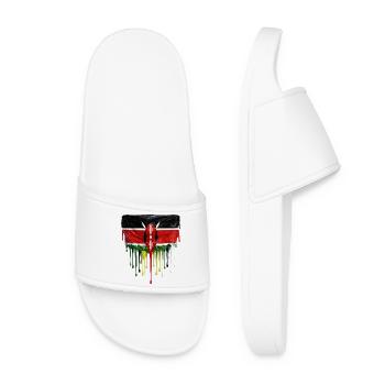 Kenya Flag in Drop Art - Women’s Pool Sliders - white - Front