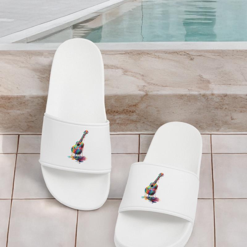 Ukulele with dripping paint Women’s Pool Sliders