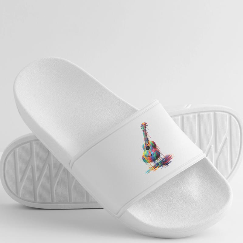 Ukulele mit tropfender Farbe Frauen Badelatschen