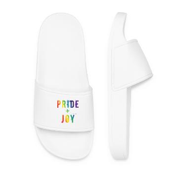 Pride Joy Rainbow LGBTQ Typography Design - Frauen Badelatschen - Weiß - Vorne