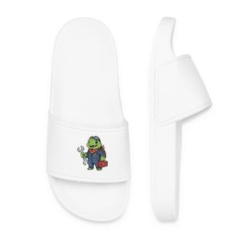 Screwdriver turtle in workshop look - Women’s Pool Sliders - white - Front