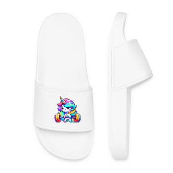 Unicorn Weightlifting Deadlift Fitness Gym - Frauen Badelatschen - Weiß - Vorne