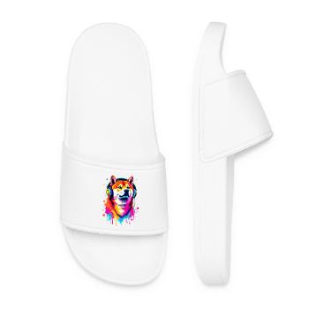 Shiba Inu avec des écouteurs - Claquettes Femme - blanc - Devant