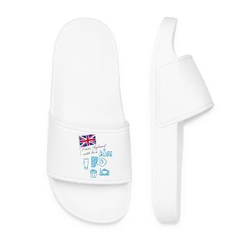 EXANGLIA (Blue + Grey Text) - Women’s Pool Sliders - white - Front