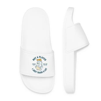 Not A Player I Just Trade A Lot Trading Card - Women’s Pool Sliders - white - Front