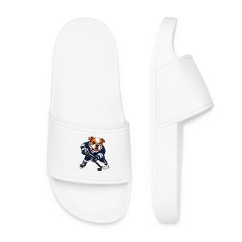 Lustiger Hund Bulldogge Eishockey Shooter Comic - Claquettes Femme - blanc - Devant