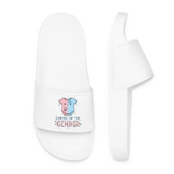 Gender Reveal Keeper Of The Gender Baby Shower - Women’s Pool Sliders - white - Front