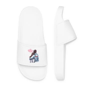 Love Forever – Romantic Couple in Embrace - Women’s Pool Sliders - white - Front