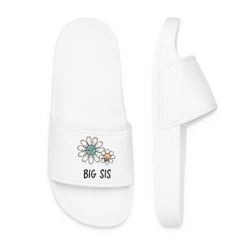 Gender Reveal Baby Shower Big Sis Big Sister Mom - Women’s Pool Sliders - white - Front