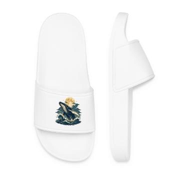 Moonlit Whale Waves - Women’s Pool Sliders - white - Front