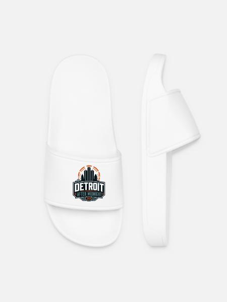 Detroit After Midnight Skyline 313 - Women’s Pool Sliders - white