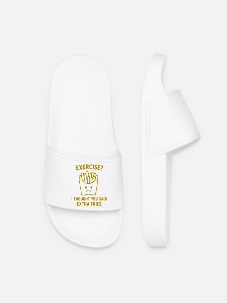 Mèmes de fitness aux frites frites - Claquettes Femme - blanc